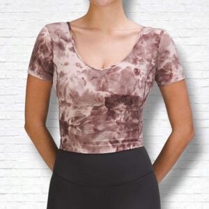 Lululemon Align Pink, Purple Tie Dye Print Cropped T-Shirt Size 8